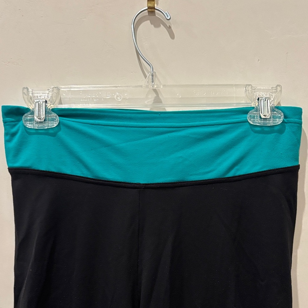 Flexees High Waist Black Wide leg Shaping Pants Turquoise Band size Large - Picture 2 of 6